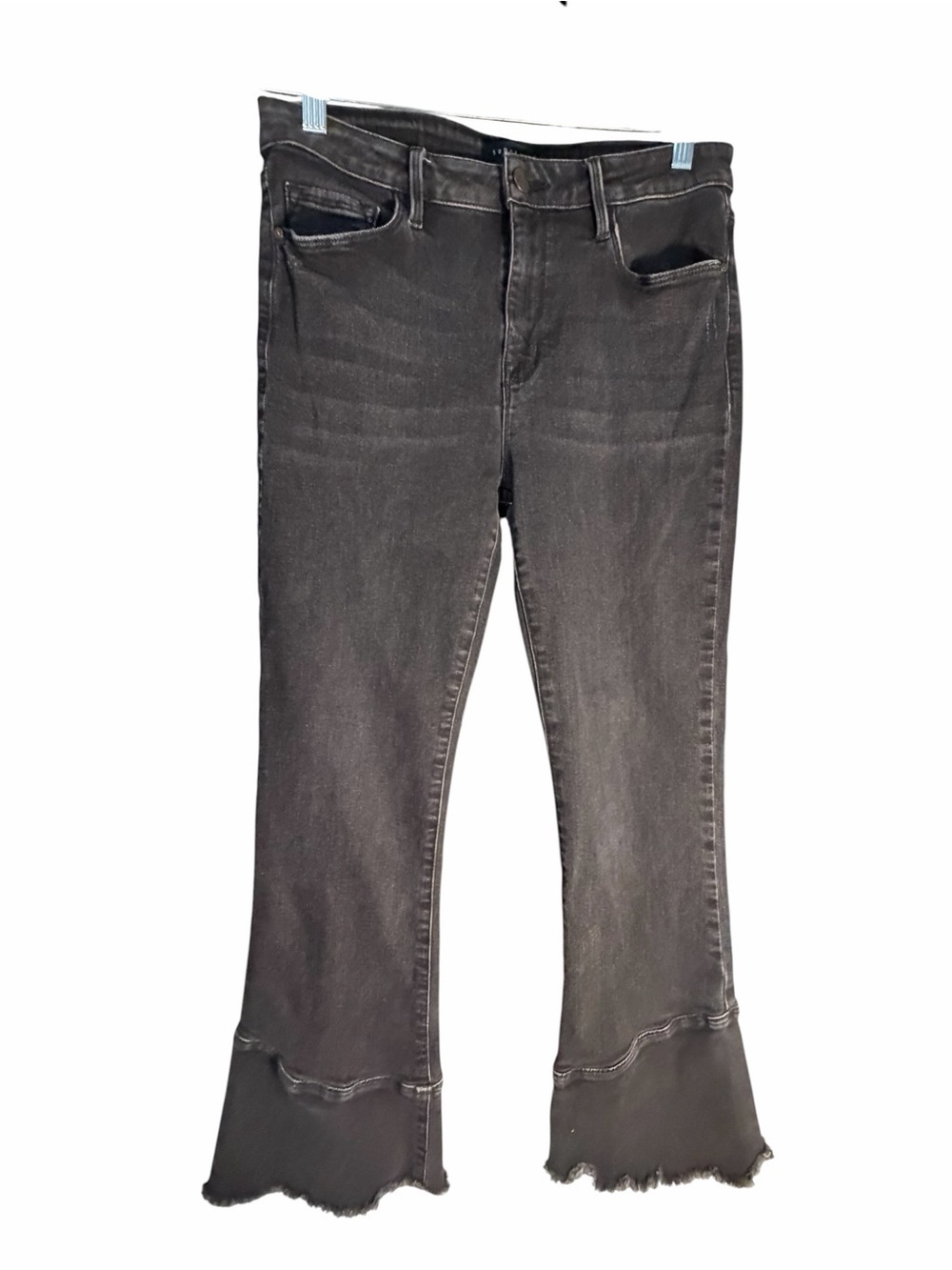Sanctuary Connector Kick Crop Women's Washed Black Flare Hem Jeans Sz 8 - Picture 2 of 12